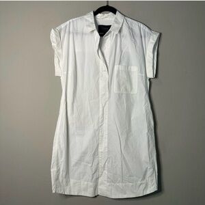 Tall White Poplin Button Down Dress